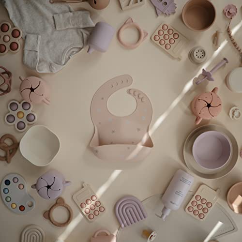 Image of mushie Silicone Baby Bib | Adjustable Fit Waterproof Bibs (Daisy)