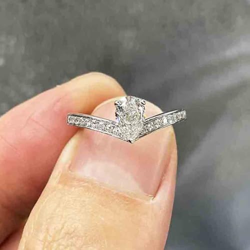 White Gold Plated White Teardrop Cubic Zirconia Engagement Rings Wedding Bridal Band Promise Rings Evening Parties Anniversary Valentine's Day Gifts Eternity Bands for Women4
