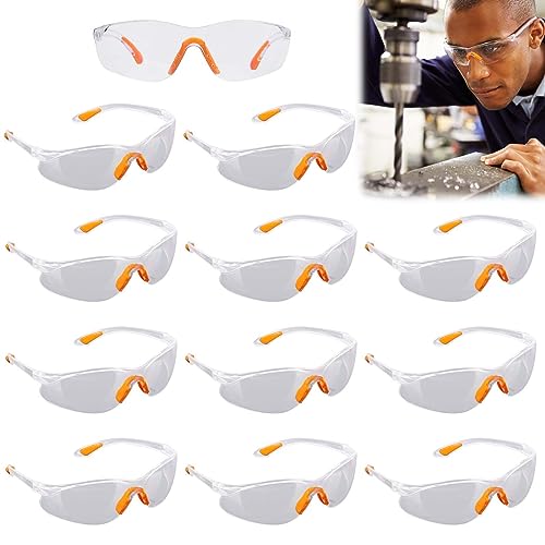Aicharynic Schutzbrille: 12er-Set Arbeitsschutzbrille Für Baustelle, Labor, Werkstatt, Leicht, Augenschutzbrille Sicherheitsbrille Laborbrille Kratzfeste Linsen，Transparent und Kratzfest
