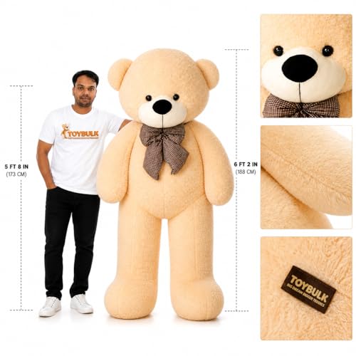 Image of Giant Teddy Bear 6 Feet Cream Color | Big Soft Teddy Bear for Girls | Cute Hugging Plush Toy | Birthday Gift, Valentine Gift, Premium Soft Toy