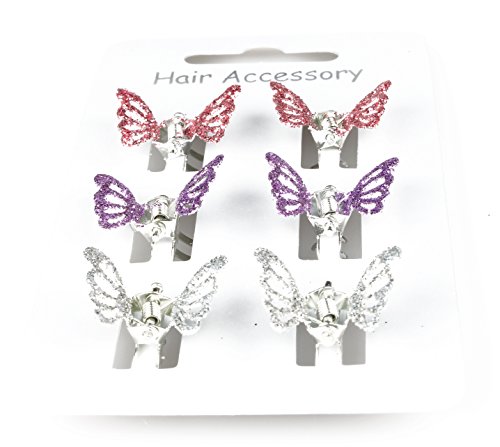 Mini Hair Grips Hair Clamps Claw Clamps Mini Clamps Mini Grips Many Choices Silver Purple And Pink Glitter Butterfly by Cherry-on-Top