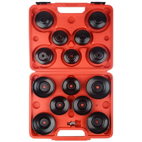 DAYUAN 15 Tlg. Universal Ölfilter Schlüssel Set Ölfilterkappen 65-100mm 3/8 & 1/2 Adapter für alle Ölfiltertypen Profi