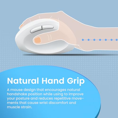 Perixx PERIMICE-719 - Mini Ratón Vertical Inalámbrico Blanco para diestros, 3 Niveles dpi. para Viajes o Manos pequeñas… - imagen 5