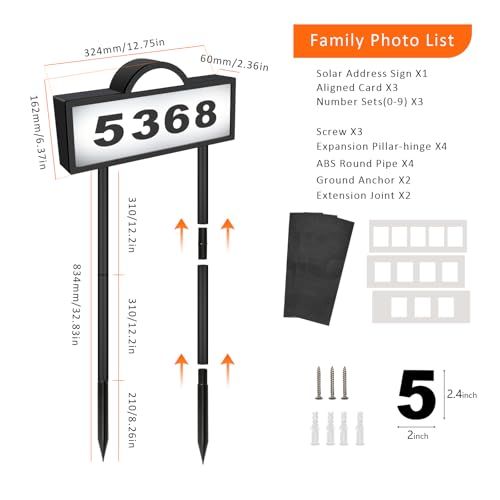 image for GEYUEYA Home GEYUEYA Solar House Number for Outside, Address Numbers f
