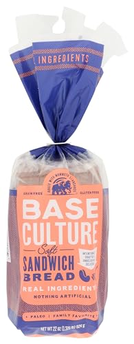 Base Culture Paleo Bread, Large Size | Delicious 100% Paleo Certified, Gluten Free, Grain Free, Non GMO, Dairy Free, Soy Free | Perfect for Sandwiches | 24oz, 18 Slices Per Loaf, 1 Count