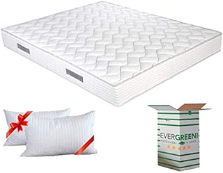 EVERGREENWEB Mattress 135x190 cm in WATERFOAM Height 20cm Polyurethane Foam, Ergonomic + 2 Memory Foam flakes Cushion, White Cover, Massage Effect, For All Slatted Bed Frames, Orthopaedic | FASHION