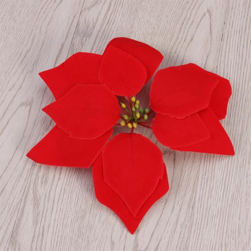 Flores artificiales rojas de seda en pack de 50 unidades para decoración navideña duradera 4