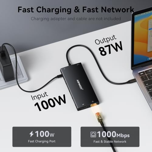 Image of Docking Station Dual Monitor, 15 in 1 USB C Docking Station 3 Monitors | ABIWAZY USB C Hub to Dual 4K@60Hz HDMI, DP 8K, 100W PD, USB-C to Ethernet and SD /Micro SD, 6 USB A /C Ports, Screen Button