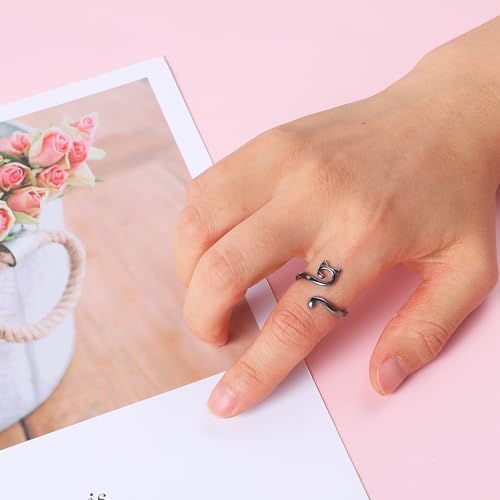 Image of YUXIANLB 2PCS Crochet Rings for Tension Control Adjustable Yarn Guide Rings with Cute Cat Ear Design Metal Finger Hook for Faster Crocheting Knitting Accessories for Beginners Gifts for Mother Grandma