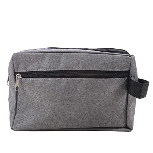 EDWOL Neceser pequeño para hombres y mujeres, resistente al agua, bolsa de afeitado, plegable, con divisor y asa para herramientas de cosméticos, color gris oscuro