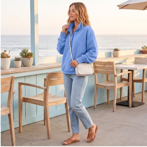 Mock Neck Sweatshirt Women Ruffle Henley Button Up Sweatshirt Sweatshirts - image 4