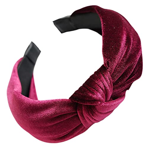 scicent Hairband Velvet Wide Headbands Soft Head Band Fashion No Slip Heair Bands Red Fabric Hair Accessories for Women Girls Red - Image 2
