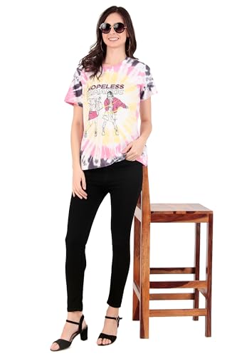 Image of Stories.Label Women 100% Cotton Printed Tshirt in Ribbed Neck Includes Plus Sizes, Regular Fit and Half Sleeves (Sizes Medium -5XL)