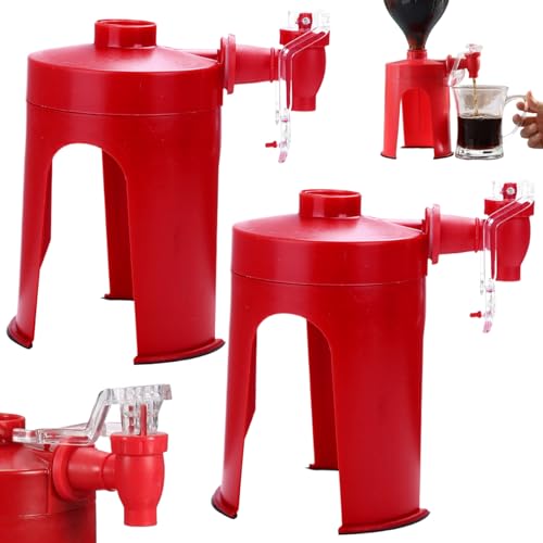 Soda Dispenser, 2PCS Plastic Upside Down Soda Bottle Dispenser with Tap, Leakproof Soda Dispenser, Non Slip Touchless Drink Dispenser for Party Home Bar, Soda Bottle Dispenser