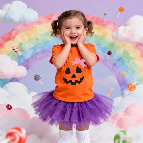 Kids Halloween Pumpkin Face T-Shirt Funny Jack O Lantern Tee for Toddler Boys Girls4