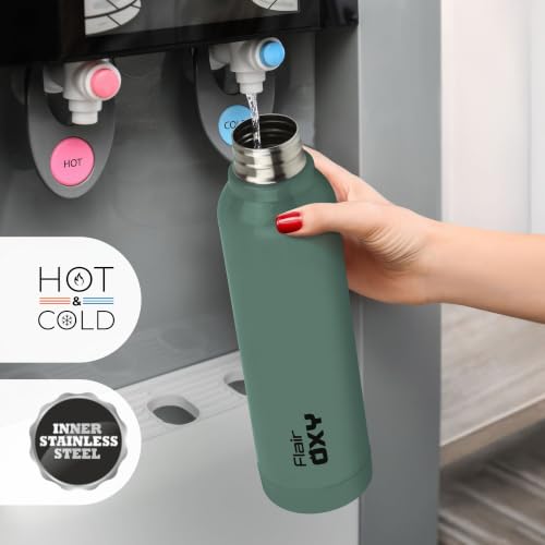 Image of FLAIR Oxy 900 Stainless Steel Water Bottle Set of 3 (650 ml Each), Assorted, Hot & Cold, Leakproof, BPA-Free, ISI Certified, Stainless Steel Bottle for Office, Gym, Travel, Trekking & Outdoor Sports
