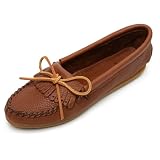 Minnetonka Women's Deerskin Soft-T Moccasin, Carmel Deerskin, 11 M US