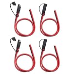 sourcing map SAE Connector, 1FT 14 AWG SAE Extension Cable with Cover, 2 Pin Single Plug Quick Connector to Tinned Bare End 300V for Solar Panel Cars Motorcycles Boat, Pack of 4