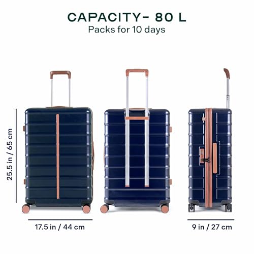 Image of Assembly Medium Check-in Luggage with Anti-Theft Features & TSA Lock, Durable Polycarbonate Hard Shell Suitcase for Travel, Blue, 24-Inch