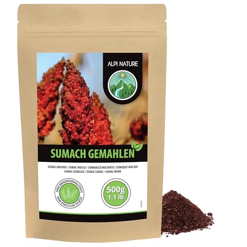 Sumac powder (250 g), ground sumac, sumac herb, vinegar tree herb, gently dried and ground, sumac powder natural, vegan, oriental herb