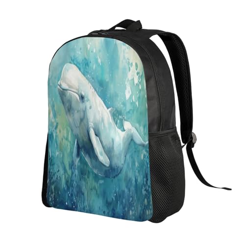 Waterproof Backpack Beluga Whale Ocean Life 16Inch Unisex Backpack Gym Casual Daypack for Women Men Gift2