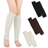 Contenu de L'emballage: vous recevrez 3 paires de jambières tricotées en noir, blanc, marron, adaptées à tous les types de styles de vêtements, que ce soit pour le quotidien, les vêtements de sport ou les fêtes, elles peuvent être facilement intégrées.