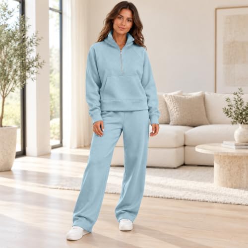 Women Jogging Suits 2 Piece Set Zip Up Fleece Baggy Pullover Tops - image 3