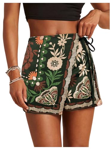 Image of SweatyRocks Women's Boho Mini Skirts Floral Shorts Tie Side Wrap Skorts