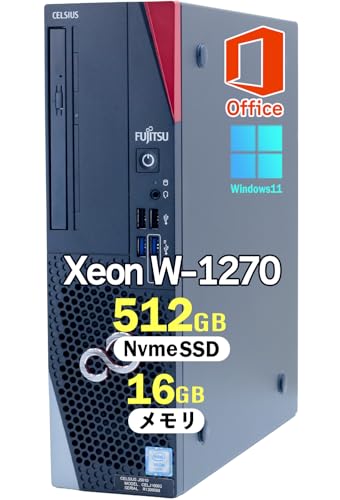 �y�����ςݕi�zfujitsu/�x�m�� CELSIUS J5010 /MSOffice 2019 & Win11 Pro����/Xeon W-1270 3.40GHz�i�ő� 5.00GHz�j�iNVMe SSD 512GB ������DDR4 16GB�jQuadro