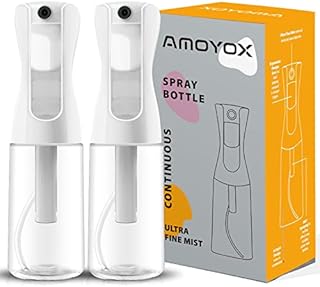 Spray Bottle For Hair 2 Pack Continuous 200ml/6.8oz AMOYOX Ultra Fine Mist Refillable Water Mister for Hair Styling, Plants, Cleaning, Misting & Skin Care Clear