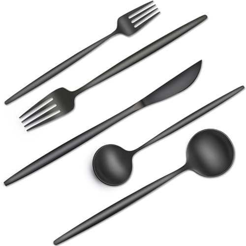 40-Pieces-Black-Silverware-Set-Stainless-Steel-Flatware-Set-Service-for-8-Tableware-Cutlery-Set-Utensils-for-Home-Restaurant-hotel-Include-Knife-Fork-Spoon-SetDishwasher-Safe 40 Pieces Black Silverware Set Stainless Steel Flatware Set Service for 8 Tableware Cutlery Set Utensils for Home Restaurant hotel Include Knife Fork Spoon SetDishwasher Safe