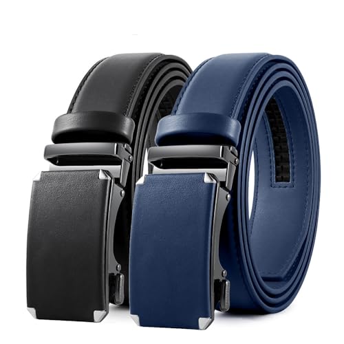 Mens Leather Belt Automatic Leather Belts Leisure Fashion Ratchet Belts for Men Pants Waistband