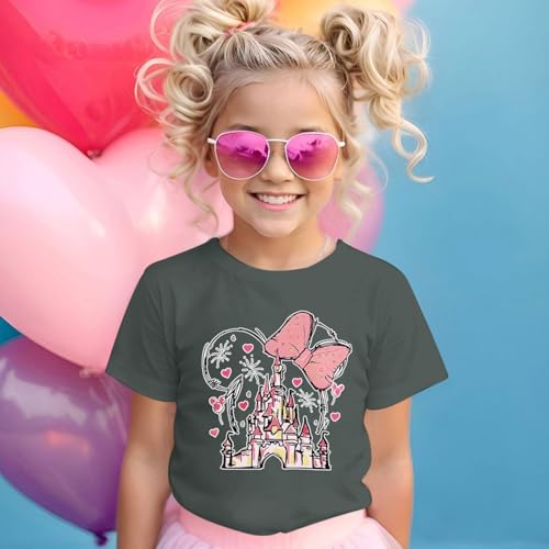 Image of Graphic Shirts for Girls Cute Bow T Shirt Kids Toddler Holiday Tshirt Vacation Trip Summer Tee Cotton Tops