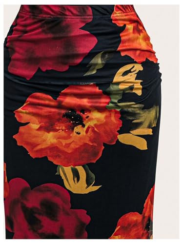 Verdusa Women's Plus Size Boho Floral Bodycon Skirt Vacation Ruched Fishtail Maxi Skirts3
