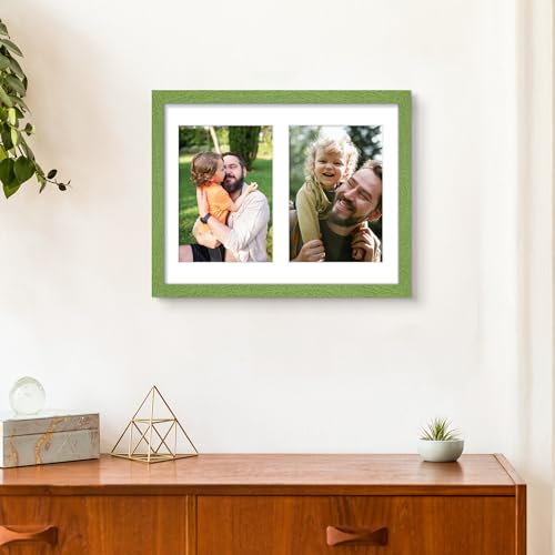 Image of DUENPY 8.5x11 Double 5x7 Picture Frame Double Picture Frame Displays Two 5x7 inch Photos Available Horizontal Wall Mounting Display and Vertical Green