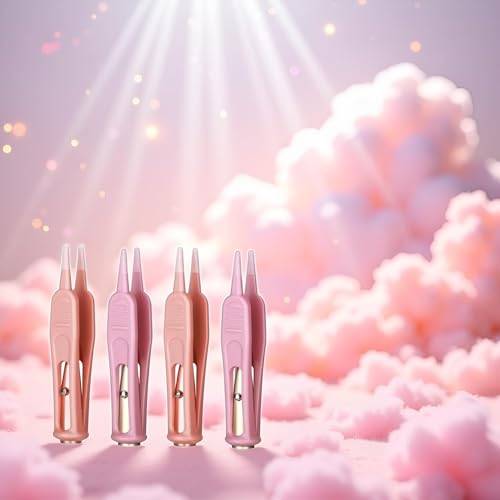Image of 4 Pcs Pink Plastic Nose Cleaning Tweezers Nose Booger Cleaner Baby Nasal Tweezers Booger Removers with LED Light for Baby Care, Baby Nasal Aspirators