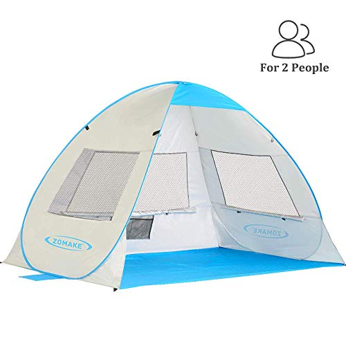 DOOK Beach Tent UV Pop up Sun Shelter Tents, Big Portable Automatic Sun Umbrella, Waterproof/Windproof Instant Easy Outdoor Cabana, Fit 2-4 Persons for Camping, Hiking, Canopy with Carry Bag