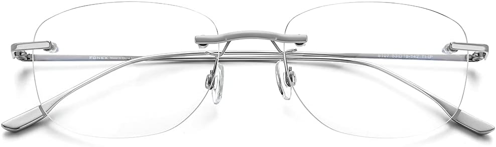 FONEX Metal Square Eyeglasses,Full Rim Lightweight Glasses Frame for Men 8105