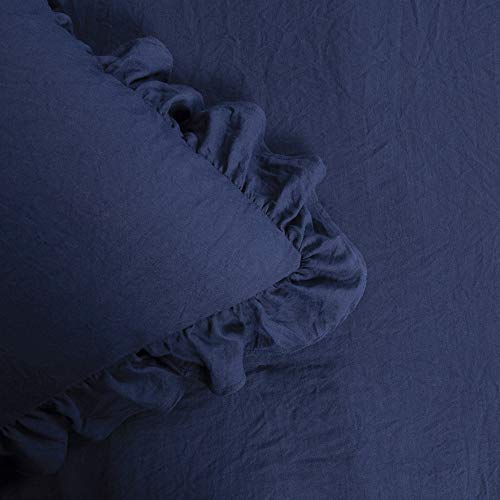 Image of Lush Decor Reyna Ruffle Comforter Set - 2 Piece Cozy Ruffled Bedding Set - Timeless Elegance and Comfort for Dorm Room - Twin XL, Navy