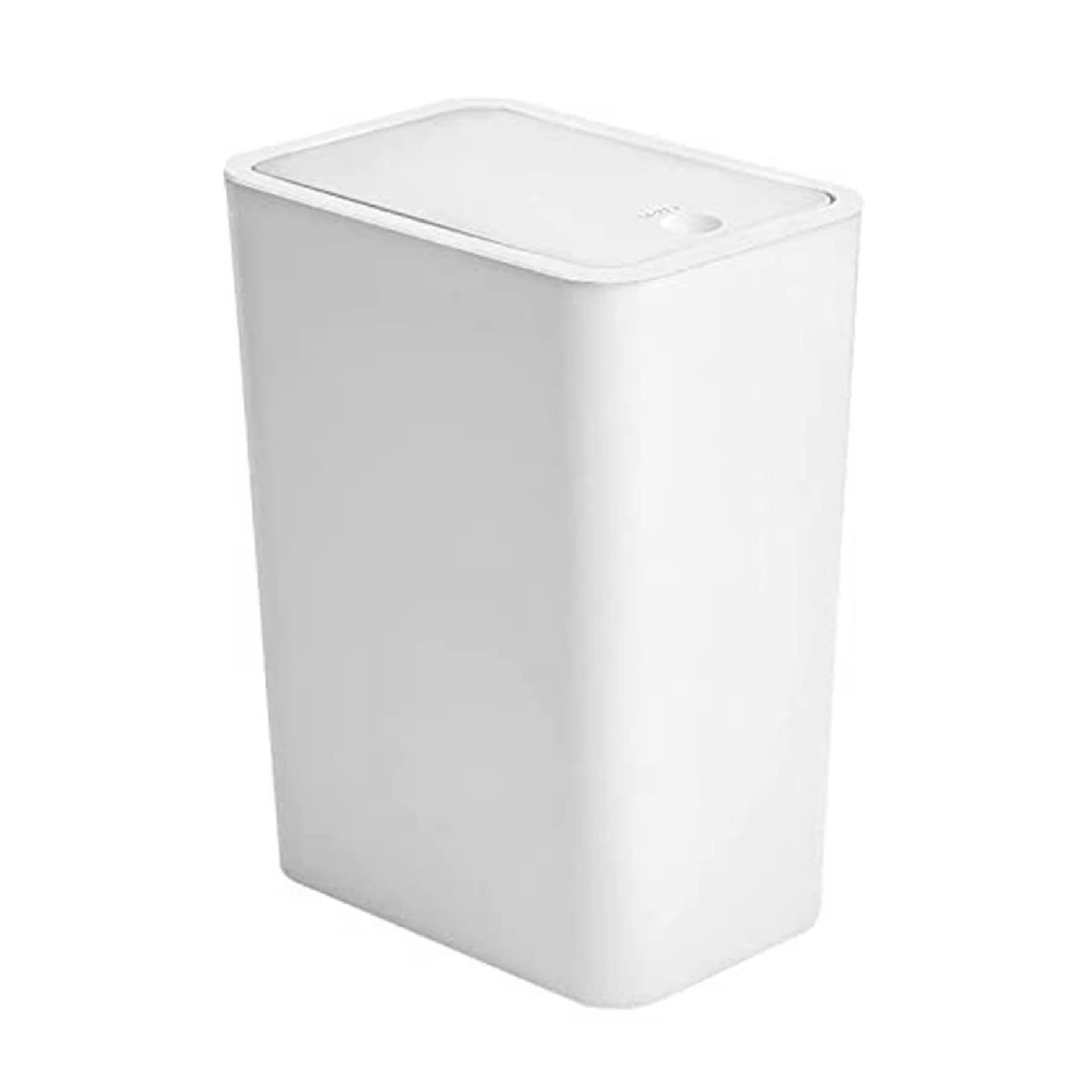 Papelera blanca con tapa para cocina pequeña y aseo doméstico de resina