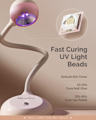 Image of MelodySusie Gooseneck Cordless UV Nail Lamp with Adjustable Light Angle, S-Pro09M 2-in-1 Rechargeable Fast Curing Nail Dryer Cures All Gels, Especially Rhinestone Glue & Liner Gel Polish
