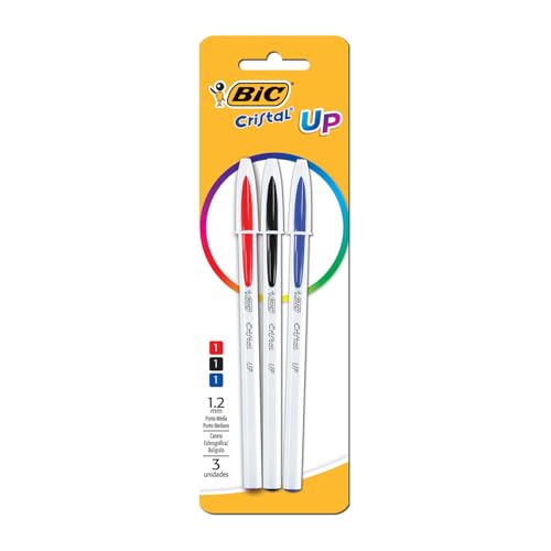 Caneta Esferográfica BIC Cristal UP, 3 Cores Clássicas, Ponta Média 1,2mm, 930005, Singularidade e A
