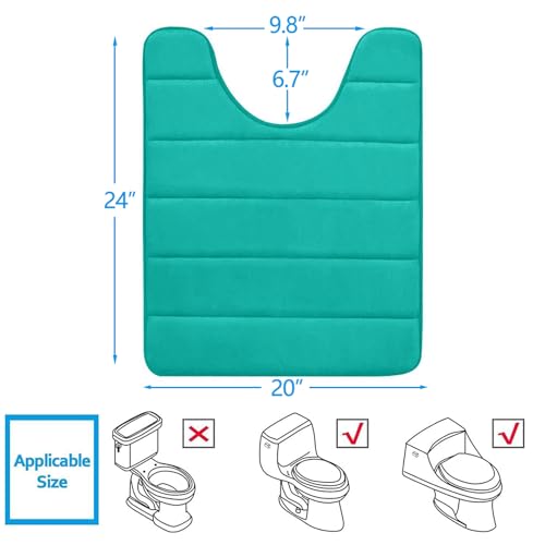 Image of Buganda Memory Foam Contour Toilet Bath Rug, U-Shaped Non Slip Absorbent Thick Soft Washable Bathroom Rugs, Floor Carpet Bath Mat for Bathroom Sink Toilet (20 inch x 24 inch, Peacock Green)