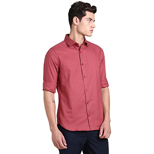 Image of Dennis Lingo Men's Micro Print Pure Cotton Slim Fit Full Sleeve Casual Shirt