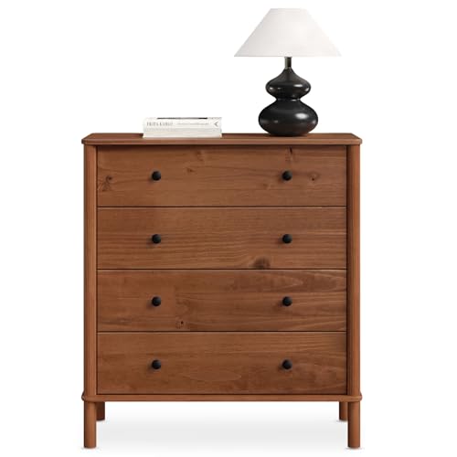 IDIMEX Commode Chambre APOANA H 99 cm 4 tiroirs en Bois Massif Coloris châtaignier Meuble de Rangement pour vêtements Design Naturel tiroirs spacieux...