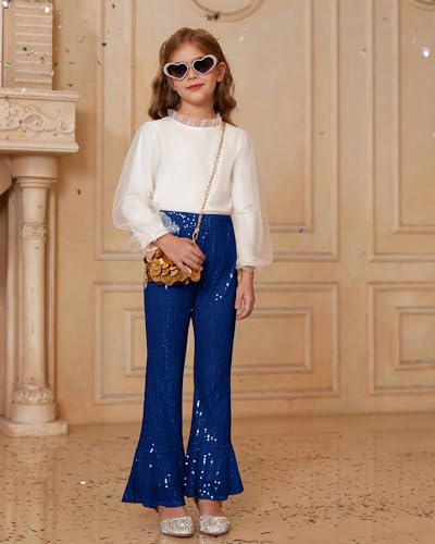 Image of GRACE KARIN Girls Sequin Pants Sparke Trouser Glitter Dance Bell Bottoms 5-14