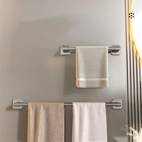 Étagère et barre à serviettes murale sans perçage gris 40 cm - 3
