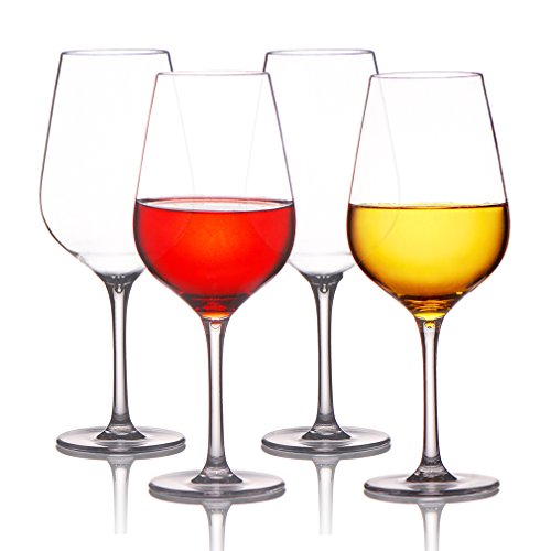 MICHLEY Unbreakable Wine Glasses, 100% Tritan Plastic Shatterproof Red Wine Glasses, BPA-free, Dishwasher-safe 18.5 oz, Set of 4