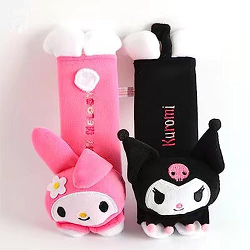 Akutoer Kawaii Car Seat Belt Strap Cover, Cute 2 Pieces Set Anime Seat Strap Neck Protector Car Decorations for Women (Melo+Kuro) by Akutoer - Used condition - US$15.35