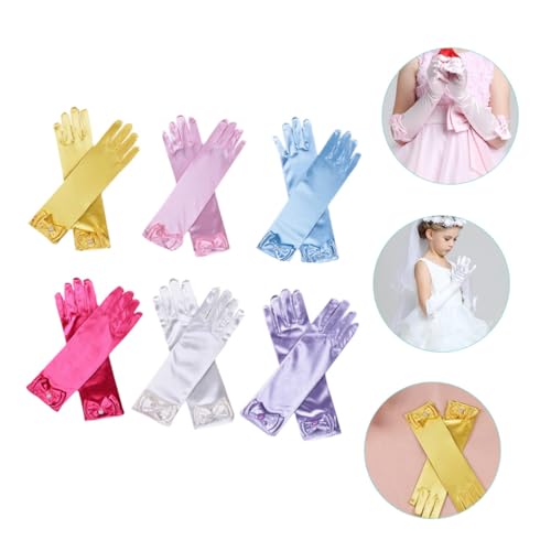Guantes largos de comunión y boda infantil complemento de satén para vestidos de gala 2
